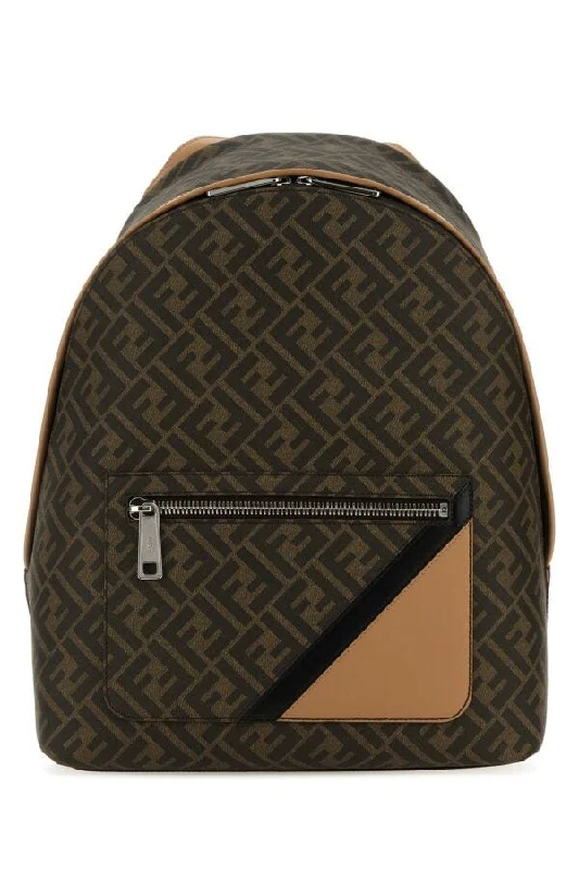 Fendi Men Multicolor Canvas And Leather Fendi Chiodo Diagonal Backpack