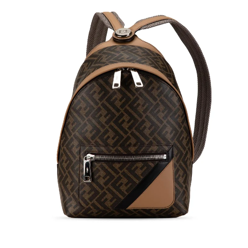 Fendi Small Zucca Coated Canvas Chiodo Diagonal Backpack (SHG-SOm720)