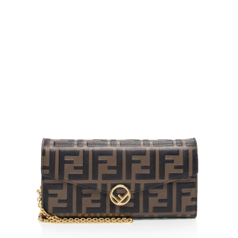 Fendi FF Embossed 1974 Continental Envelope Wallet on Chain (SHF-Vm6c4g)