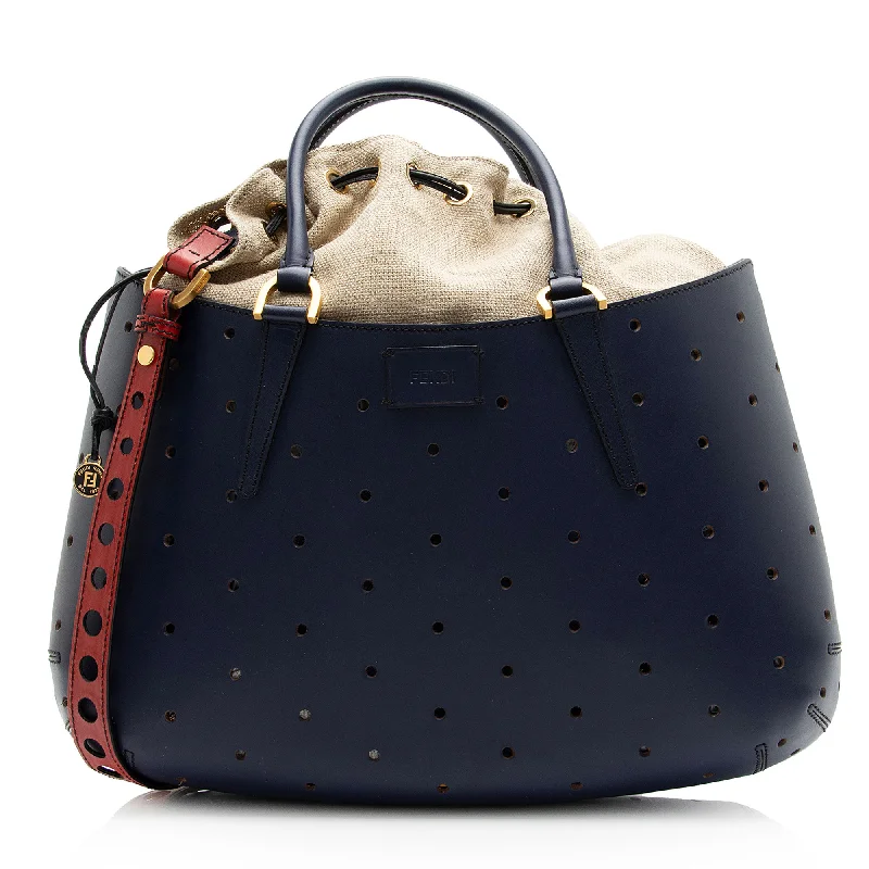 Fendi Perforated Leather B Fab Medium Tote (SHF-9CEMrX)