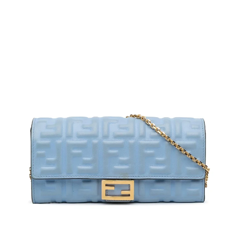 Fendi Zucca Embossed Leather Wallet on Chain (SHG-KieunS)