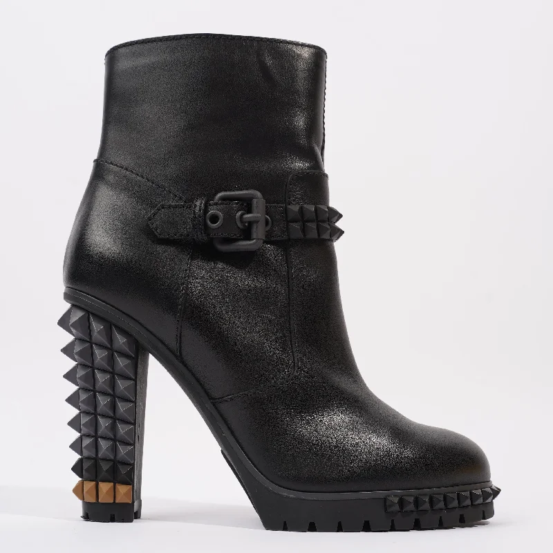 Fendi Buckled Heeled Boots 115 Black Leather EU 40 UK 7