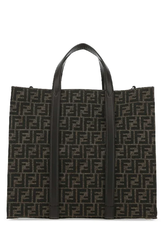 FENDI Embroidered Canvas Shopping Handbag - 40 cm x 35 cm x 19 cm