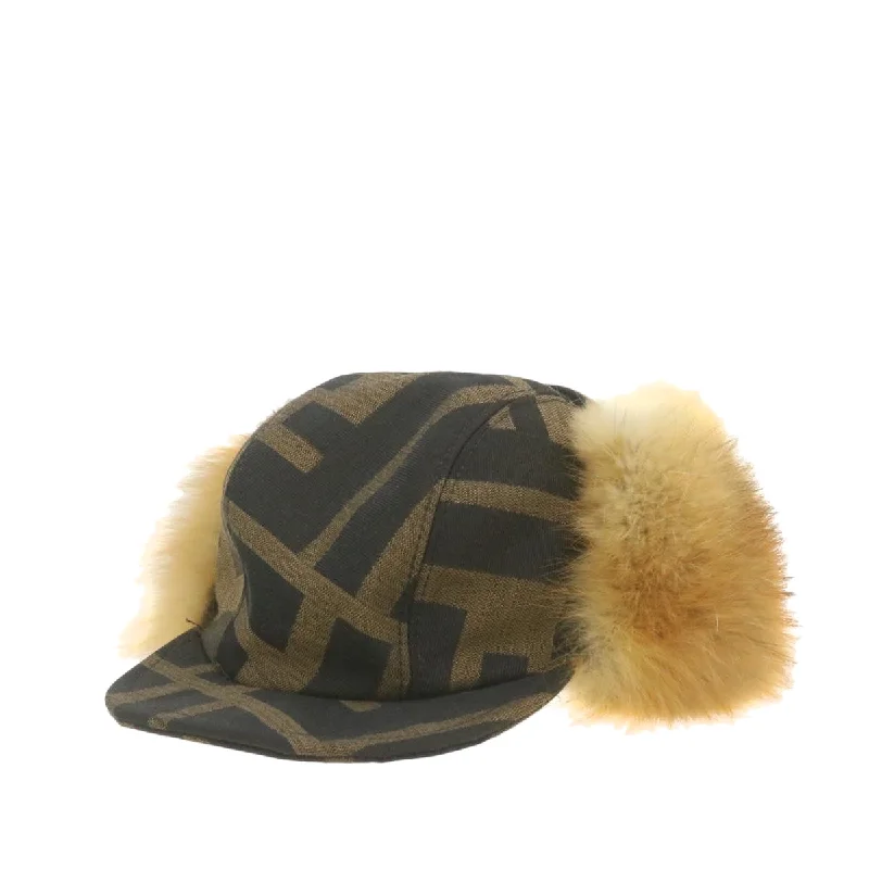 FENDI Zucca Canvas Cap Brown Black  am324b