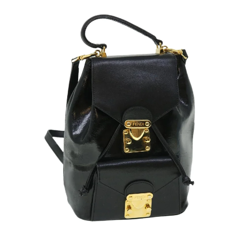 FENDI Backpack Leather Black  bs7930