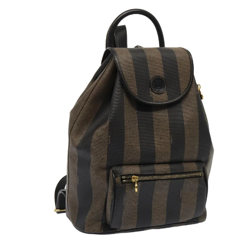 FENDI Pecan Canvas Backpack Brown Black gold  ep5348