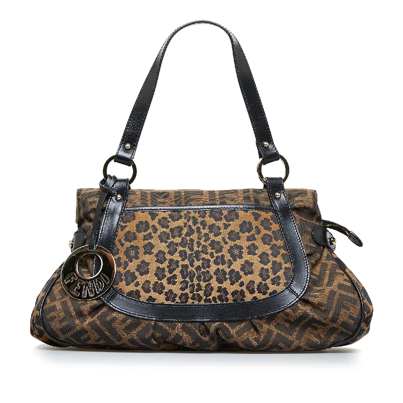 Fendi Zucca Chef Leopard Shoulder Bag (SHG-nwsCum)