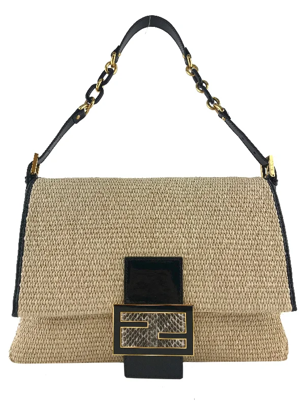 Fendi Big Mama Straw Flap Bag