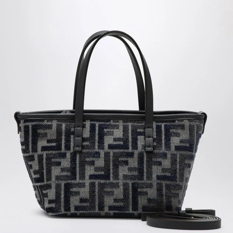 FENDI Chenille Mini Shopping Handbag - Dark Blue