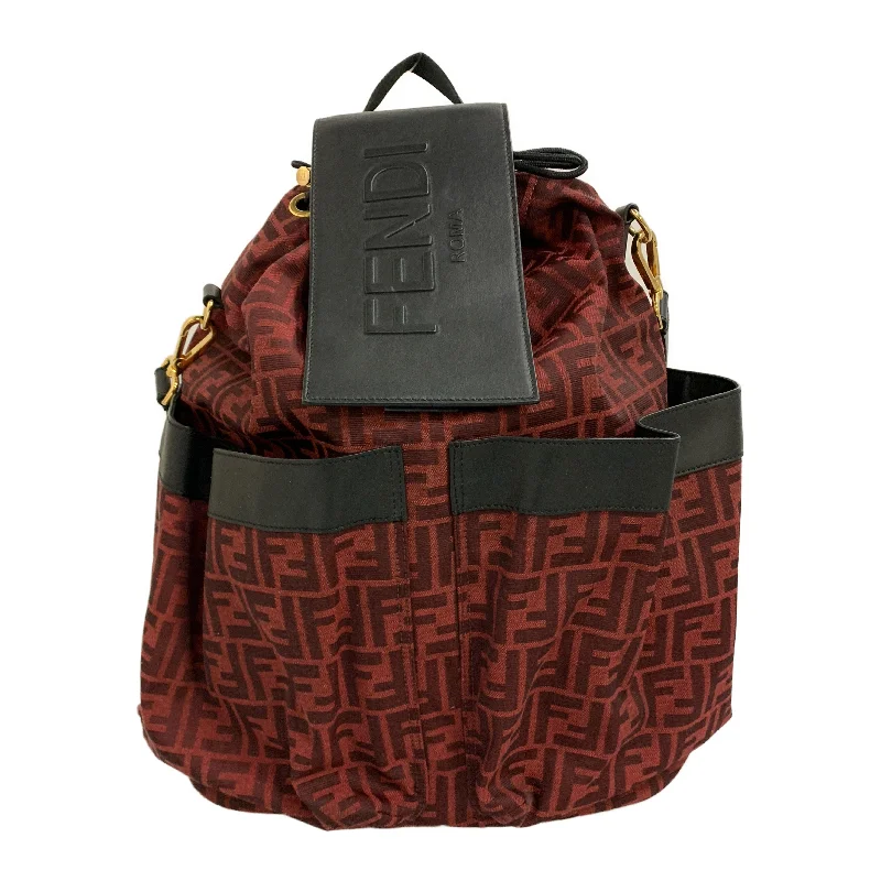 FENDI/Backpack/Red/Leather/All Over Print/7VZ056