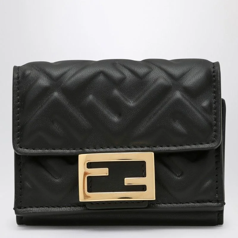 FENDI Mini Black Tri-Fold Wallet