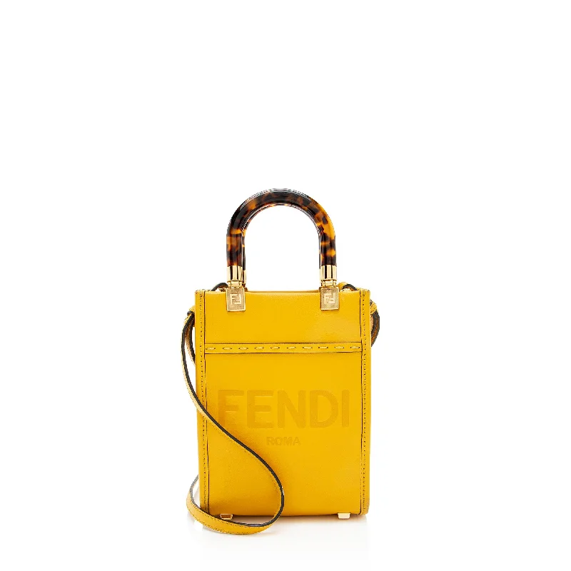 Fendi Leather Sunshine Mini Shopper Tote (SHF-gwczKA)