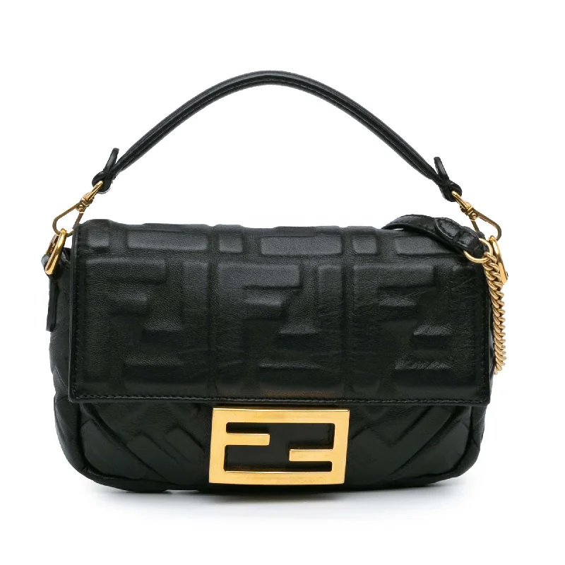 Fendi Mini Zucca Embossed Leather Baguette Satchel (SHG-CD0Erc)