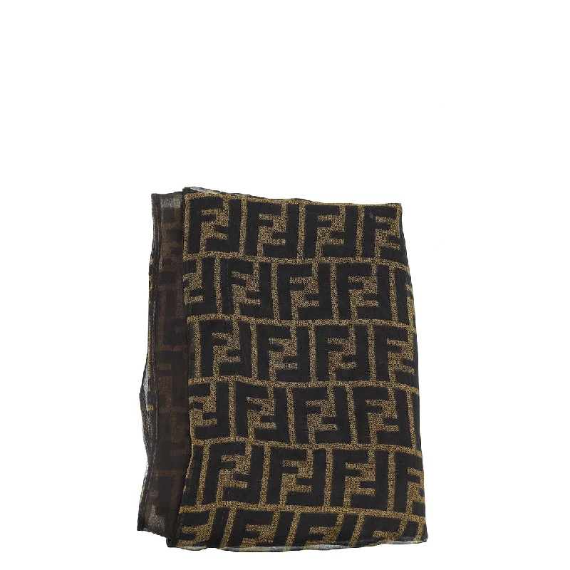 Fendi Tobacco Zucca Double Lined Scarf