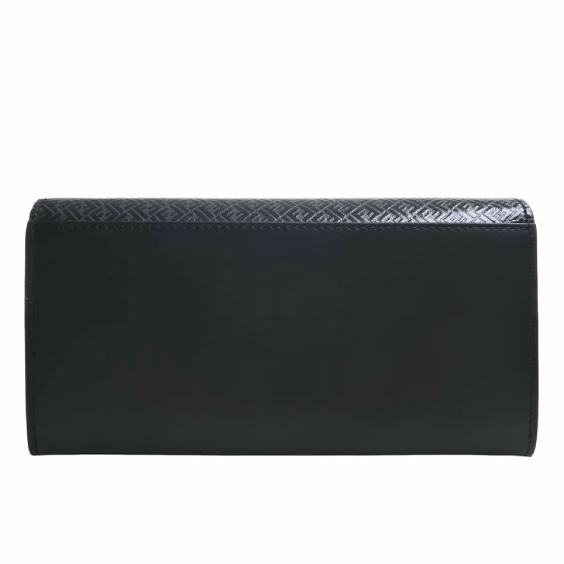 FENDI Micro FF Leather Bifold Long Wallet 7M0264 Black Men's