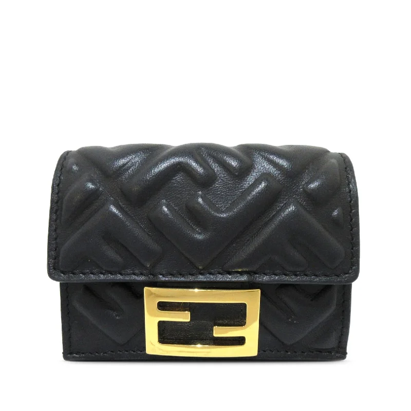 Fendi Micro FF Diagonal Embossed Tri-Fold Wallet (SHG-fgOePS)