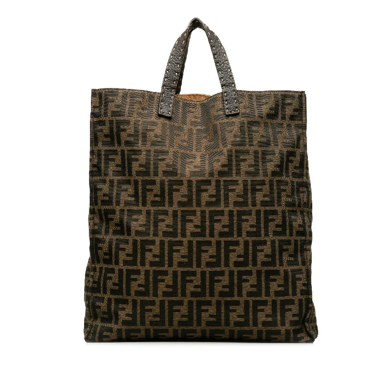 Fendi Selleria Trimmed Zucca Vertical Tote (SHG-AXod86)