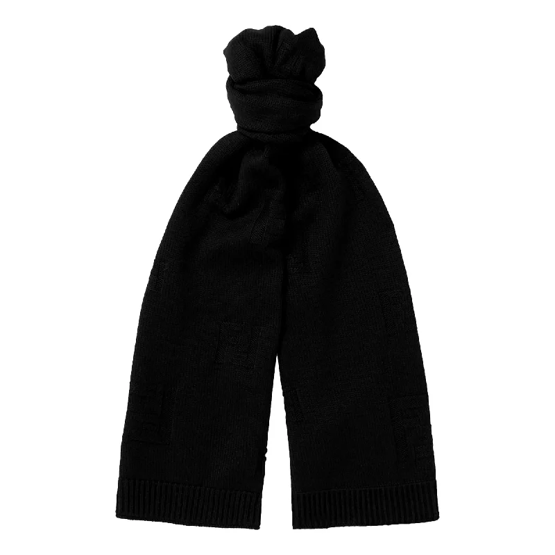 Fendi FF Karl Nero Jacquard Wool Scarf