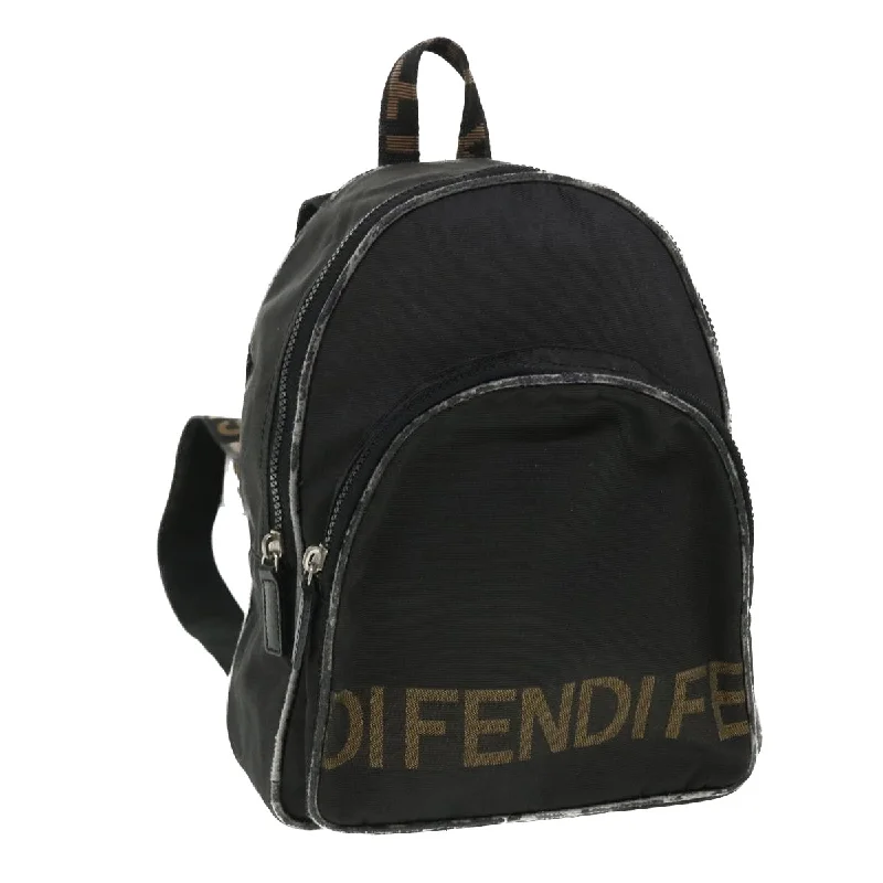 FENDI Backpack Nylon Black Brown  yb325