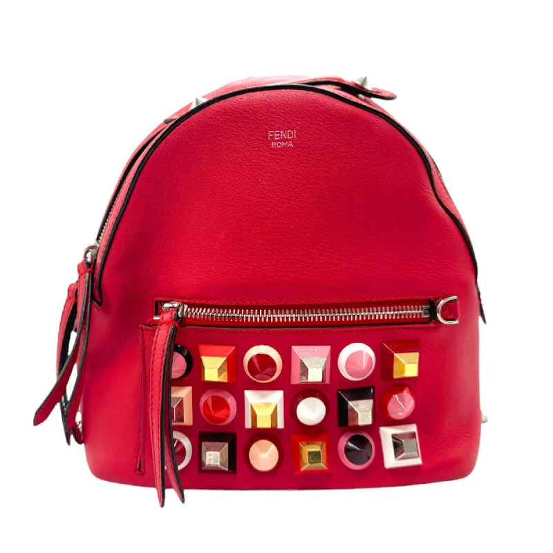 FENDI Backpack Leather Red Women's 8BZ038・9DF z2891