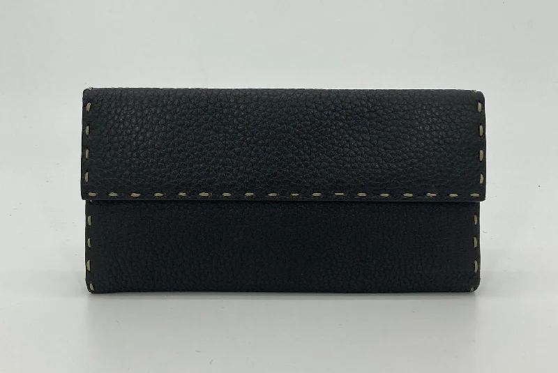 FENDI Dark Brown Selleria Leather Continental Wallet