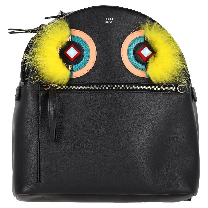 Fendi Medium Monster Eyes Backpack in Black Leather