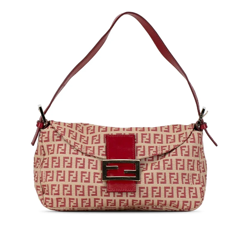 Fendi Zucchino Canvas Double Flap Shoulder Bag (SHG-FSL5cl)