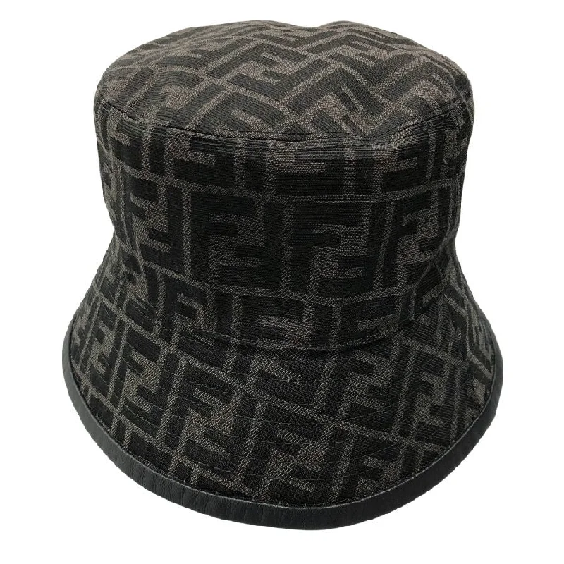 フェンディ バケットハット ズッカ FXQ801 ポリエステル ブラウン メンズ サイズM モノグラム FENDI BUCKET HAT