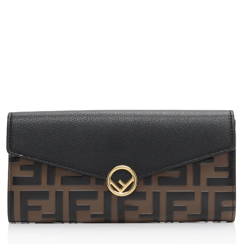 Fendi FF Embossed Calfskin F is Fendi Continental Wallet (SHF-vPL2iW)