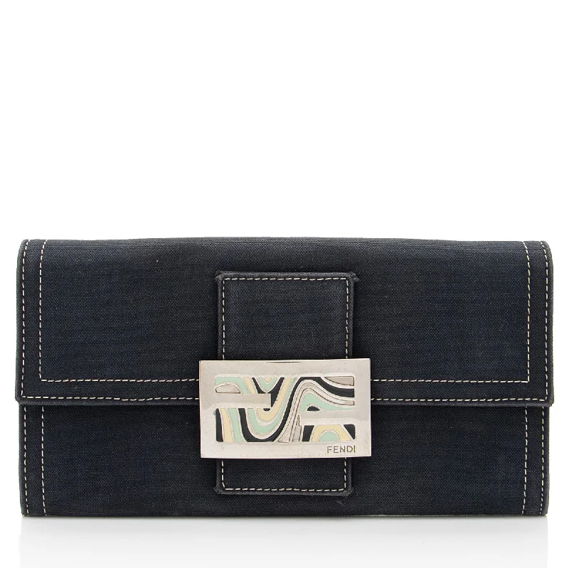 Fendi Vintage Denim Continental Wallet (SHF-2XXWBh)