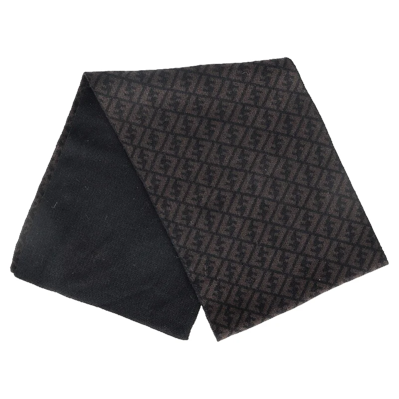 Fendi Logo Scarf in Brown Wool