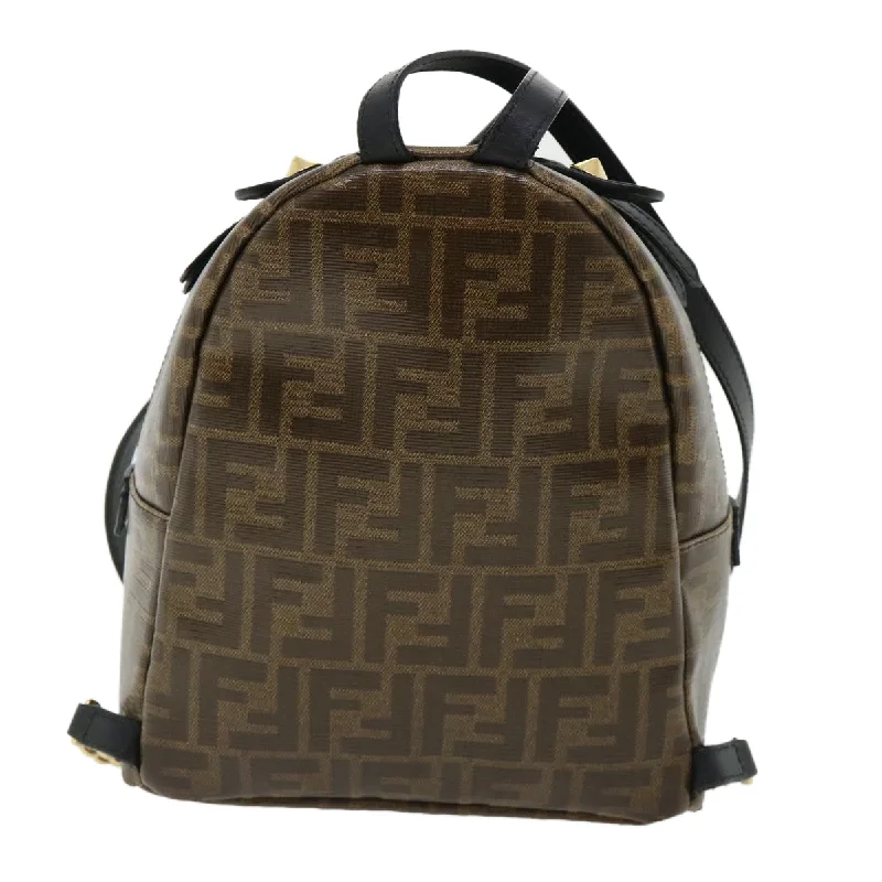 FENDI Zucca Canvas Backpack Coated Canvas Brown Black 8BZ038 32630A