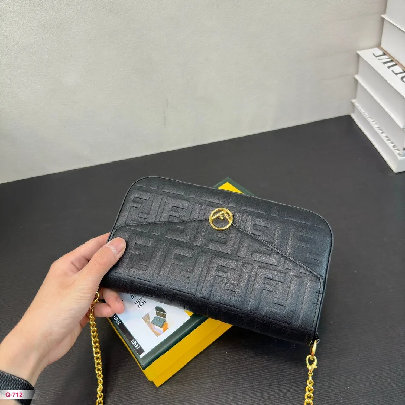 Fendi's popular three in one built-in card holder and zero wallet three piece shoulder bag handbag crossbody bag black white