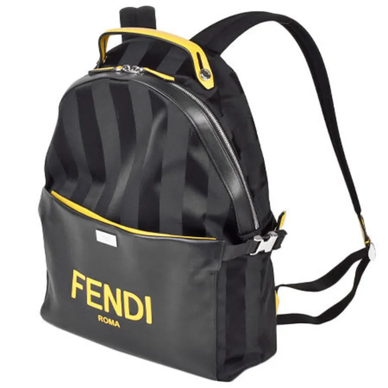 Fendi Pecan Backpack Nylon Leather Black 7VZ053