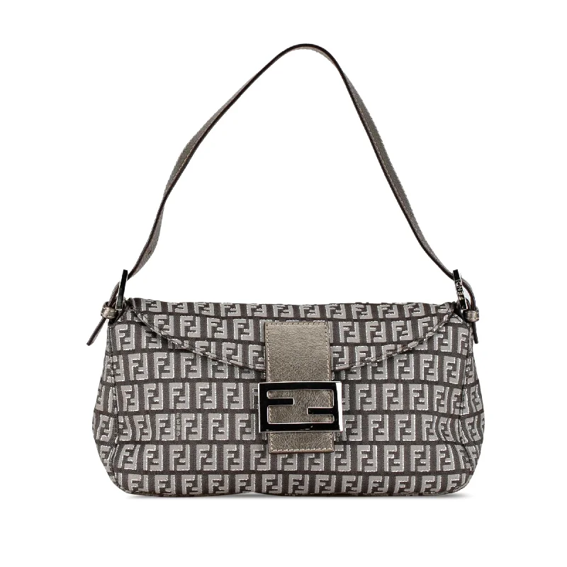 Fendi Zucchino Canvas Double Flap Shoulder Bag (SHG-C7qWAj)