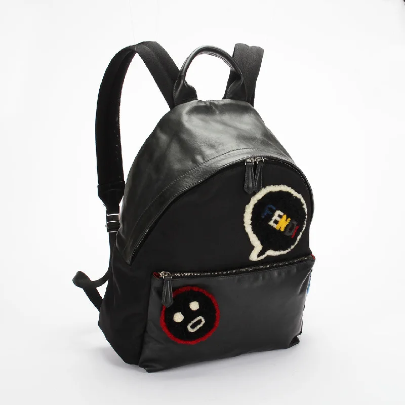 Fendi Shearling Emoticon Nylon Backpack - '10s