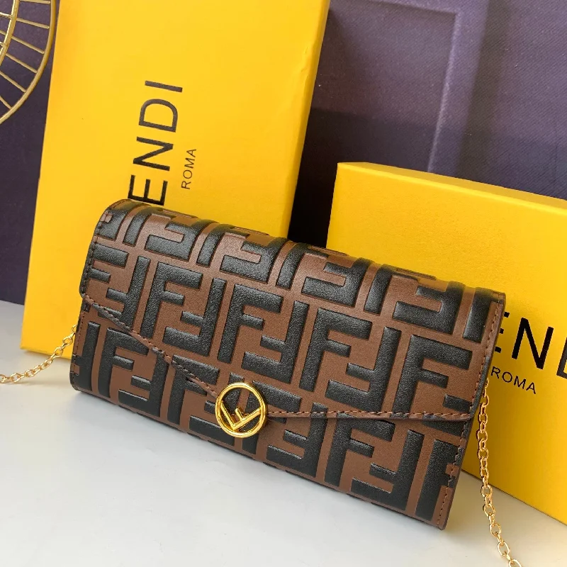 F8M0358 Fendi long wallet embosed black with reed color HANDBAG