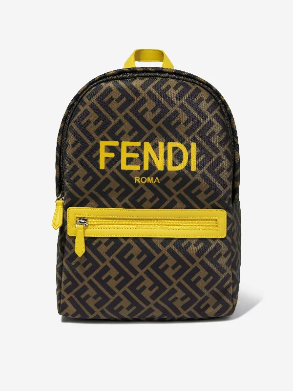 Fendi Kids FF Logo Backpack in Brown