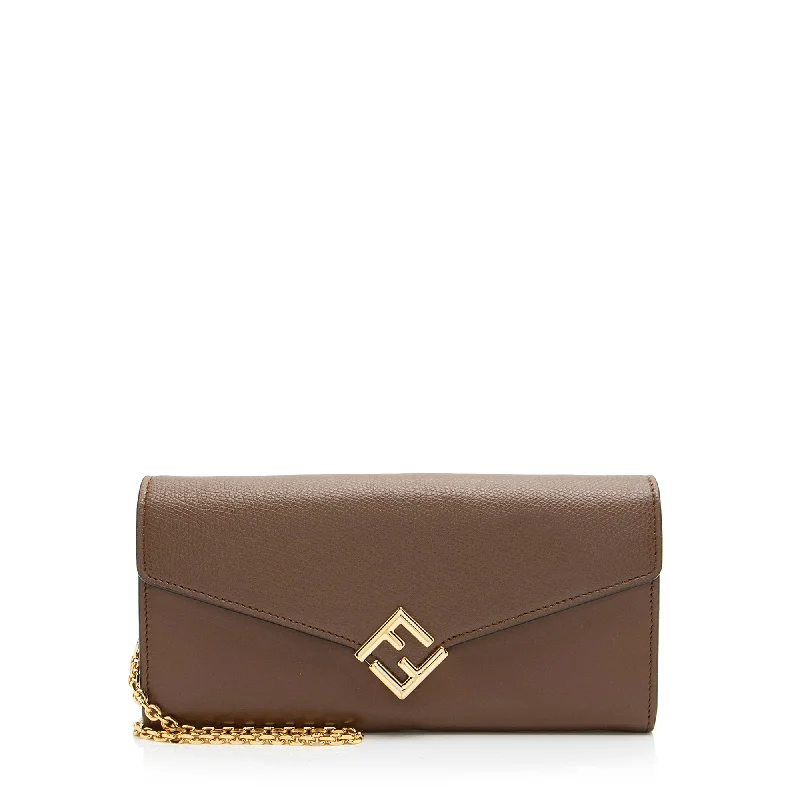 Fendi Leather FF Diamonds Continental Wallet with Chain (SHF-veWU7c)