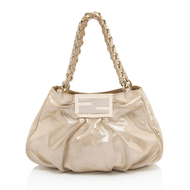 Fendi Metallic Leather Mia Small Tote (SHF-a0flcj)