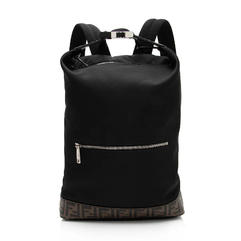 Fendi Nylon FF Embossed Calfskin Santander Backpack (SHF-FMXHgb)