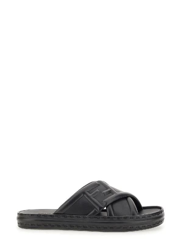 Fendi Black Leather Sandal