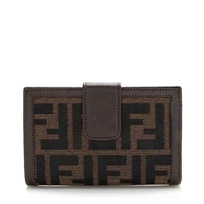 Fendi Vintage Zucca Bifold Kiss-Lock Compact Wallet (SHF-22375)