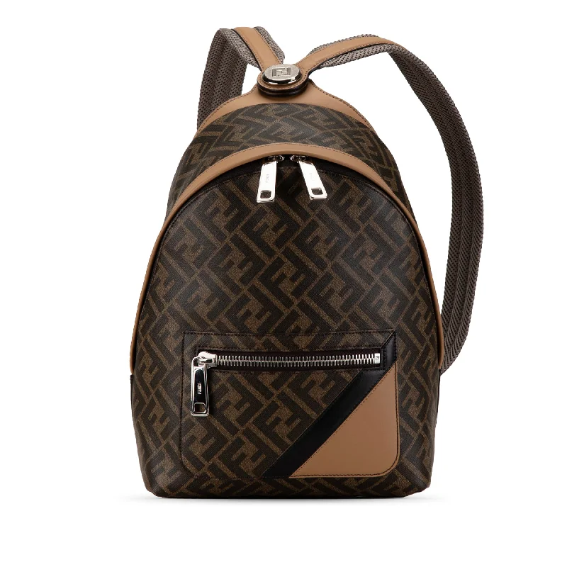 Brown Fendi Small Zucca Coated Canvas Chiodo Diagonal Backpack