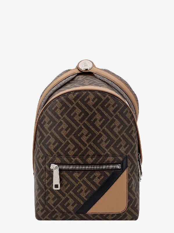 Fendi Men Fendi Brown Backpacks