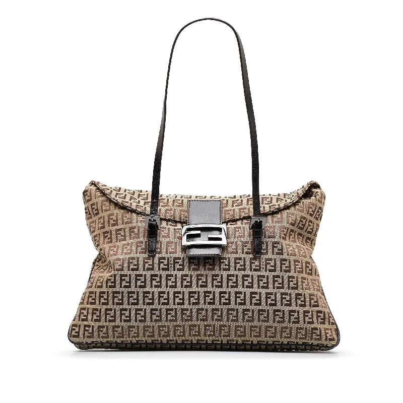 Fendi Zucchino Double Flap Shoulder Bag (SHG-bz3W6K)