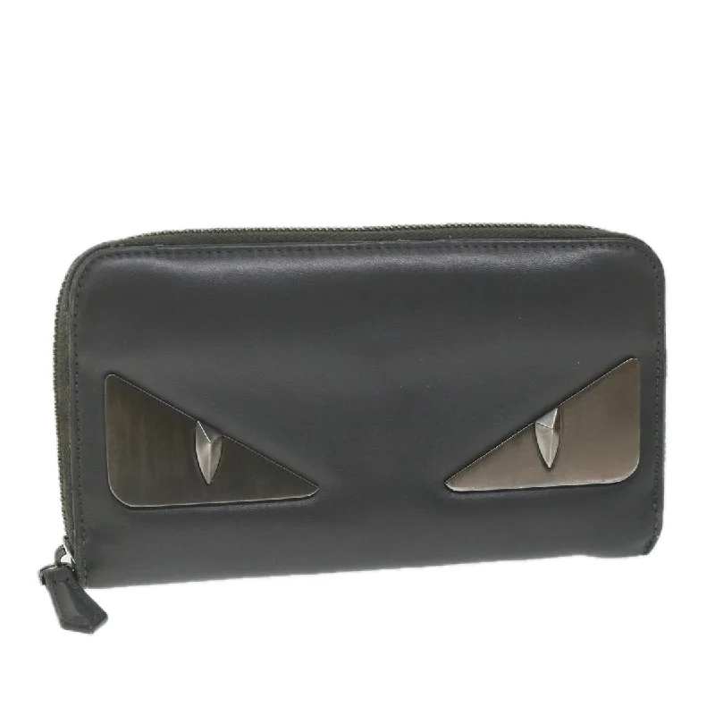 FENDI Long Wallet Leather Gray  hk904