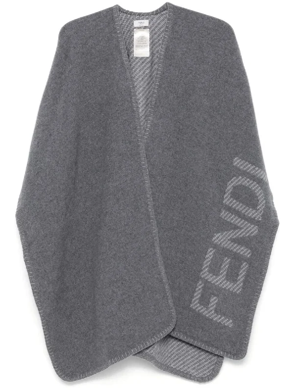 Fendi Logo Wool Cape