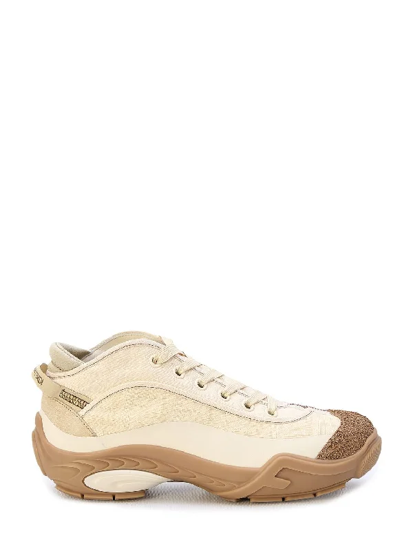 Men's Beige Sneakers - Lightweight Fendi Sneakers with Cork-Coated Toe and Rubber Sole