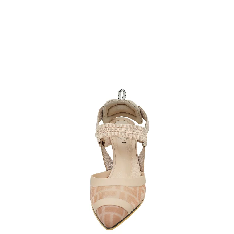 Fendi Beige Mesh Colibri Slingback Pump 37.5